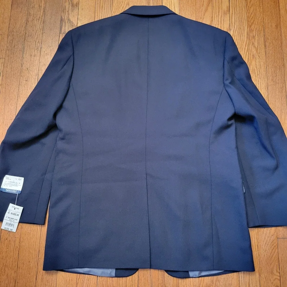 Stafford 42R Hopsack Blazer Navy Blue Gold Crest‎ Buttons NEW Nautical Preppy